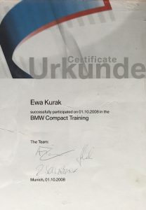 Certyfikat Urkunde Ewa Kurak